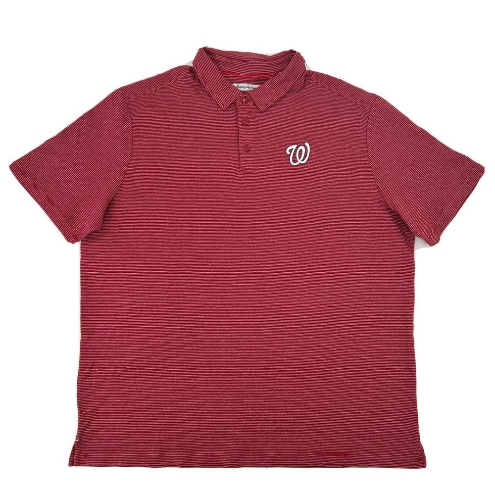Washington Nationals Tommy‎ Bahama Shirt Men's XL Red White Stripes Polo MLB